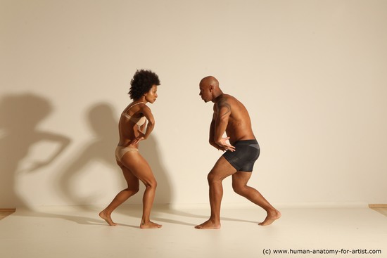 Underwear Woman - Man Black Muscular Black Dancing Dynamic poses Academic