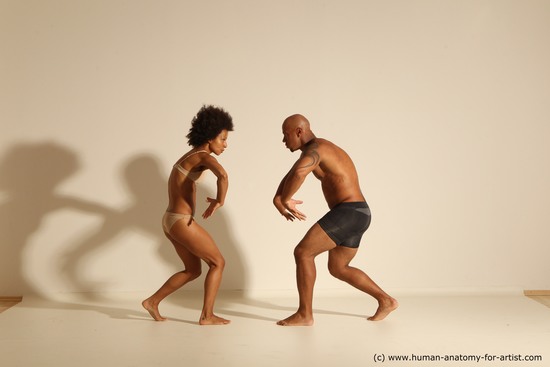 Underwear Woman - Man Black Muscular Black Dancing Dynamic poses Academic