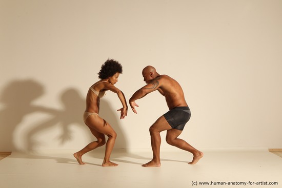 Underwear Woman - Man Black Muscular Black Dancing Dynamic poses Academic