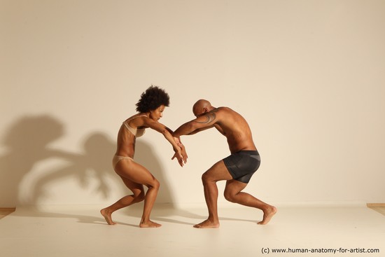 Underwear Woman - Man Black Muscular Black Dancing Dynamic poses Academic