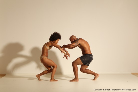 Underwear Woman - Man Black Muscular Black Dancing Dynamic poses Academic