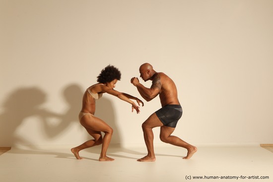 Underwear Woman - Man Black Muscular Black Dancing Dynamic poses Academic