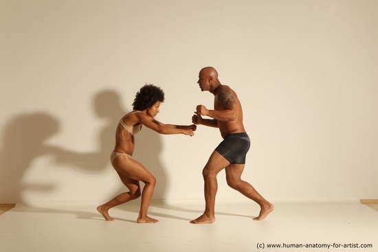 Underwear Woman - Man Black Muscular Black Dancing Dynamic poses Academic