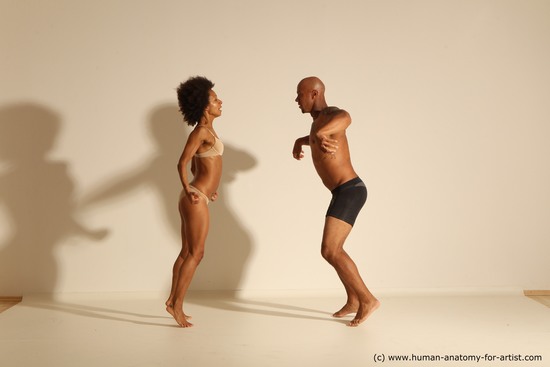 Underwear Woman - Man Black Muscular Black Dancing Dynamic poses Academic