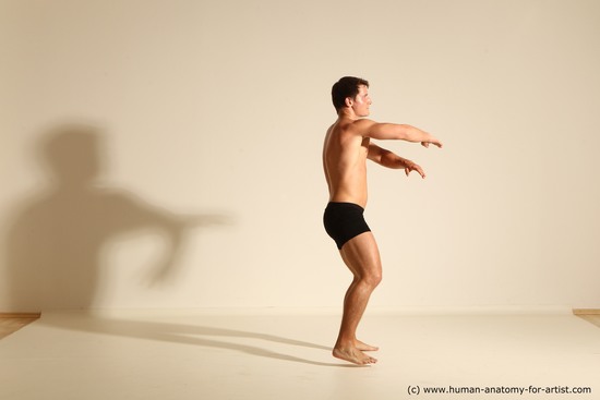 Underwear Fighting Man White Dynamic poses Academic