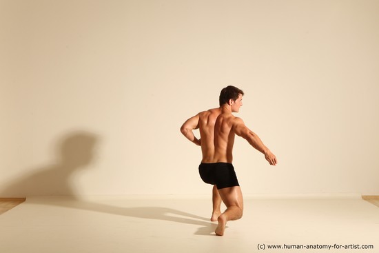 Underwear Fighting Man White Dynamic poses Academic