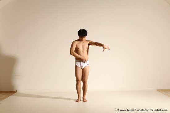 Underwear Man Asian Dynamic poses Academic