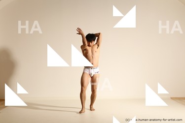 Underwear Man Asian Dynamic poses Academic