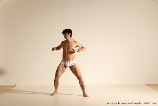 Underwear Man Asian Dynamic poses Academic