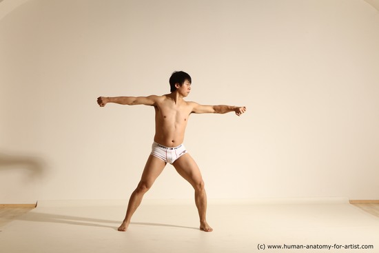 Underwear Man Asian Dynamic poses Academic