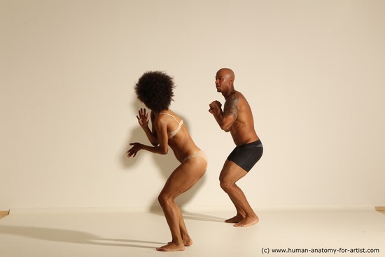 Underwear Woman - Man Black Dancing Dynamic poses Academic