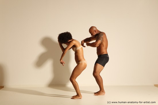 Underwear Woman - Man Black Dancing Dynamic poses Academic