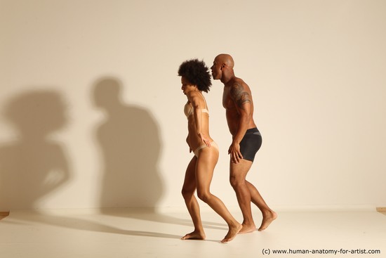 Underwear Woman - Man Black Dancing Dynamic poses Academic