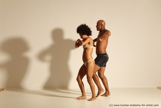 Underwear Woman - Man Black Dancing Dynamic poses Academic