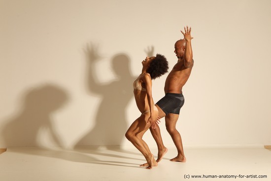 Underwear Woman - Man Black Dancing Dynamic poses Academic