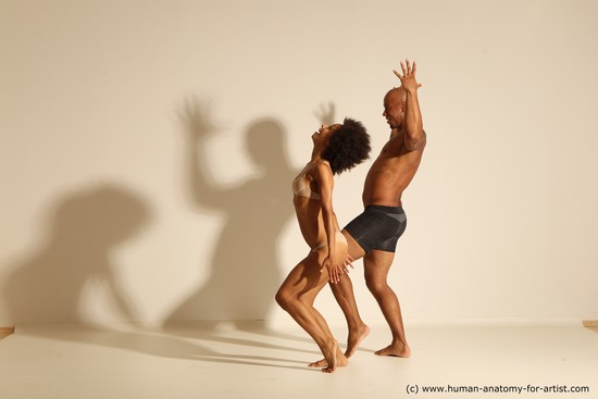 Underwear Woman - Man Black Dancing Dynamic poses Academic