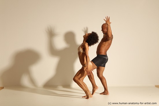 Underwear Woman - Man Black Dancing Dynamic poses Academic