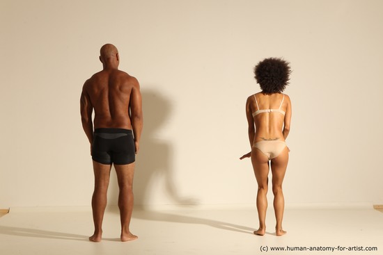 Underwear Woman - Man Black Dancing Dynamic poses Academic