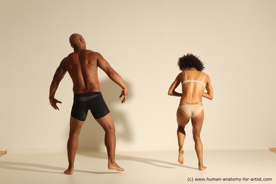 Underwear Woman - Man Black Dancing Dynamic poses Academic