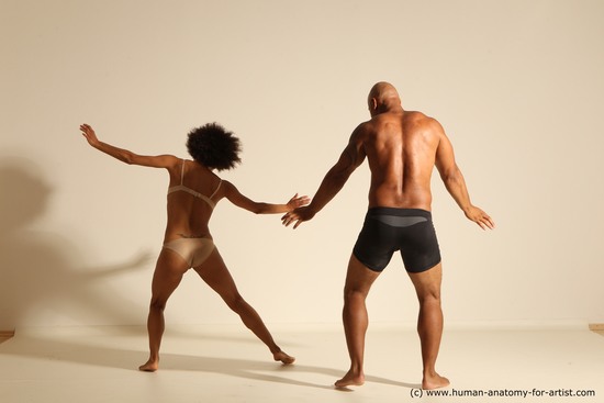 Underwear Woman - Man Black Dancing Dynamic poses Academic