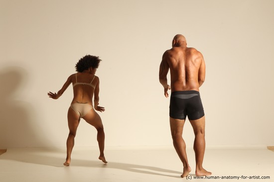 Underwear Woman - Man Black Dancing Dynamic poses Academic