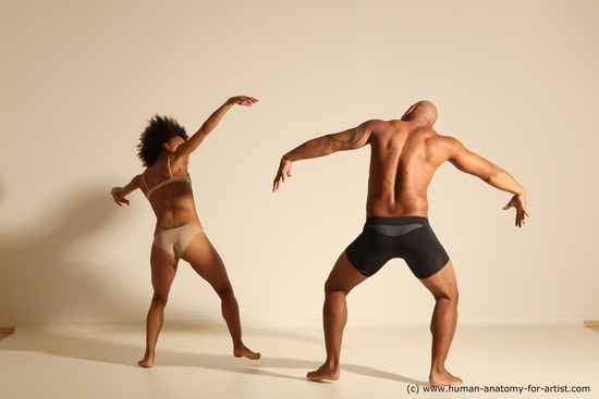 Underwear Woman - Man Black Dancing Dynamic poses Academic