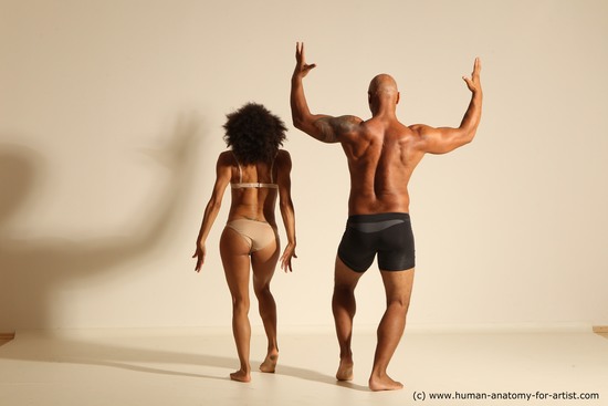 Underwear Woman - Man Black Dancing Dynamic poses Academic