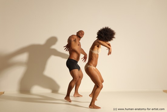 Underwear Woman - Man Black Dancing Dynamic poses Academic