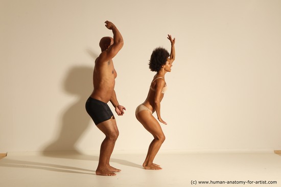 Underwear Woman - Man Black Dancing Dynamic poses Academic