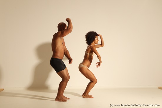 Underwear Woman - Man Black Dancing Dynamic poses Academic