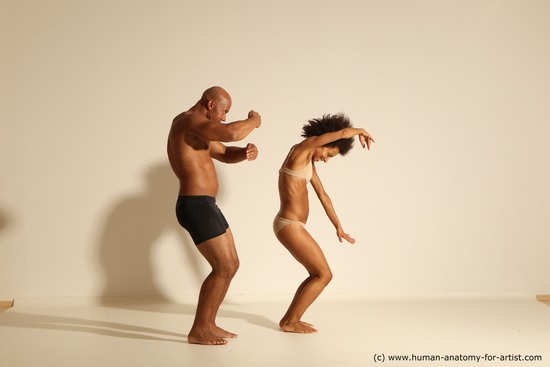 Underwear Woman - Man Black Dancing Dynamic poses Academic