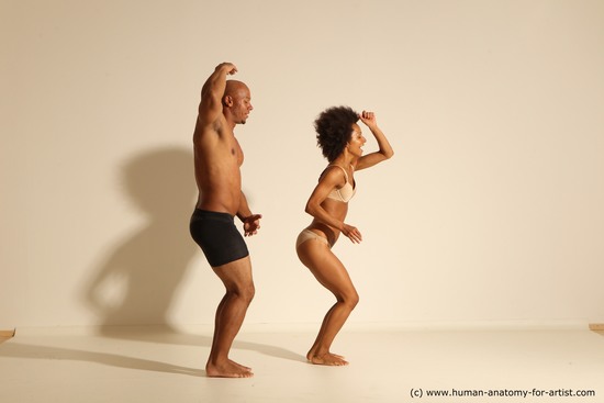 Underwear Woman - Man Black Dancing Dynamic poses Academic