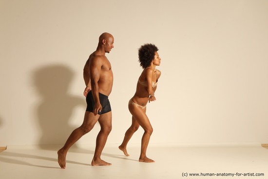 Underwear Woman - Man Black Dancing Dynamic poses Academic