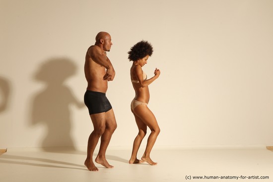 Underwear Woman - Man Black Dancing Dynamic poses Academic