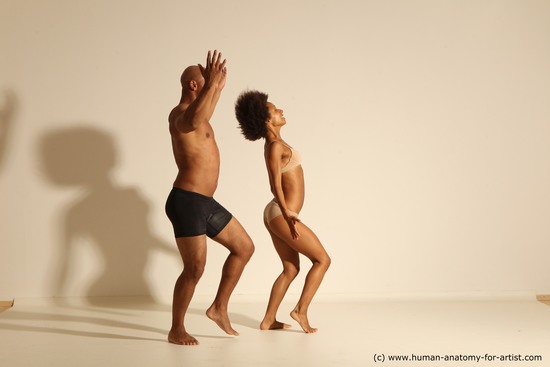 Underwear Woman - Man Black Dancing Dynamic poses Academic