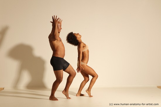 Underwear Woman - Man Black Dancing Dynamic poses Academic