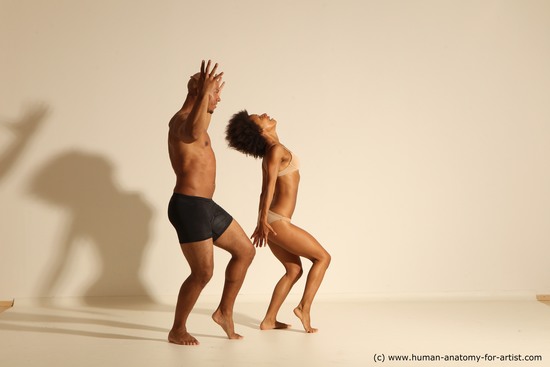 Underwear Woman - Man Black Dancing Dynamic poses Academic