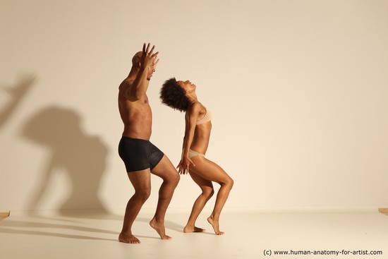 Underwear Woman - Man Black Dancing Dynamic poses Academic