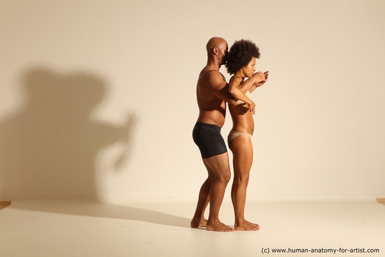 Underwear Woman - Man Black Dancing Dynamic poses Academic