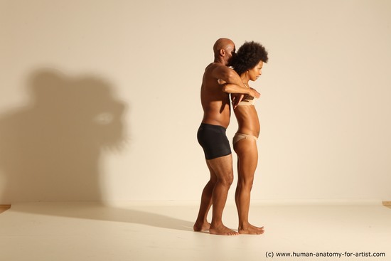 Underwear Woman - Man Black Dancing Dynamic poses Academic