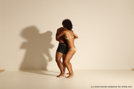 Underwear Woman - Man Black Dynamic poses Academic