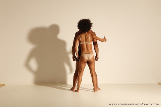 Underwear Woman - Man Black Dynamic poses Academic