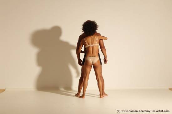 Underwear Woman - Man Black Dynamic poses Academic