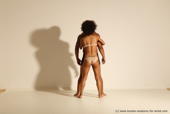 Underwear Woman - Man Black Dynamic poses Academic