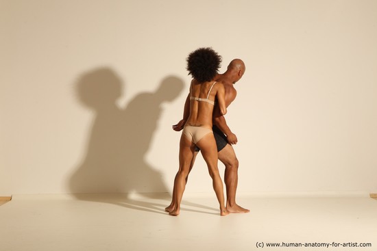 Underwear Woman - Man Black Dynamic poses Academic