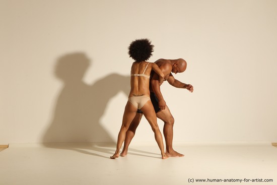 Underwear Woman - Man Black Dynamic poses Academic