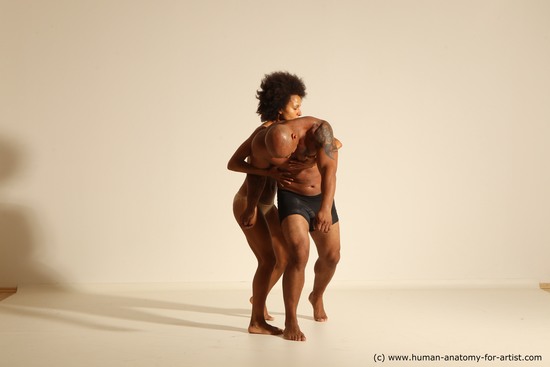 Underwear Woman - Man Black Dynamic poses Academic