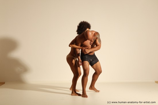 Underwear Woman - Man Black Dynamic poses Academic