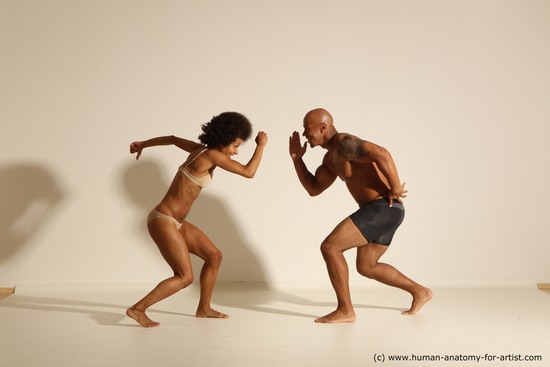 Underwear Woman - Man Black Dynamic poses Academic