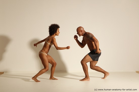 Underwear Woman - Man Black Dynamic poses Academic